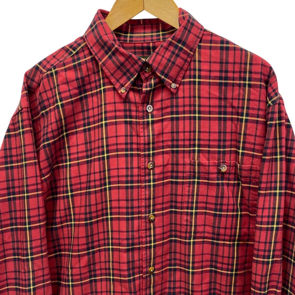 Orvis Plaid Button Down Mens XL Red‎ Cotton Wool Blend Flannel Shirt 2C1J VTG